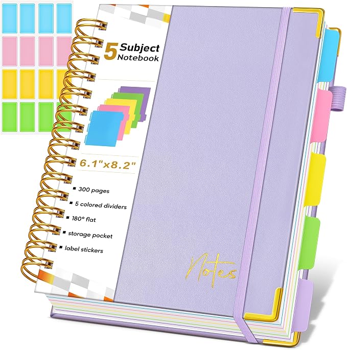 Spiral Notebook Journal with Removable Dividers Tabs, 300 Pages Hardcover by Unknown