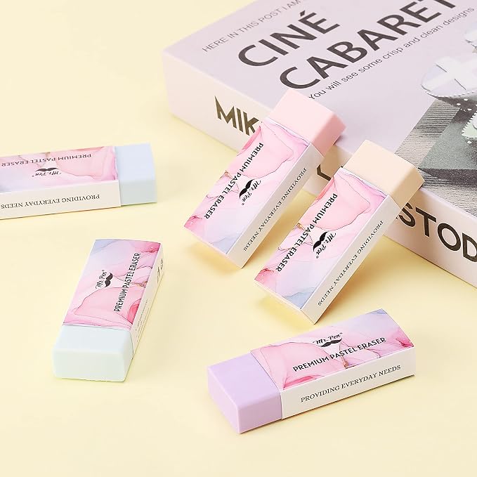 Mr. Pen- Pencil Eraser, 10 Pack, Pastel Colors | Large Latex Free Vinyl Block - Image 9