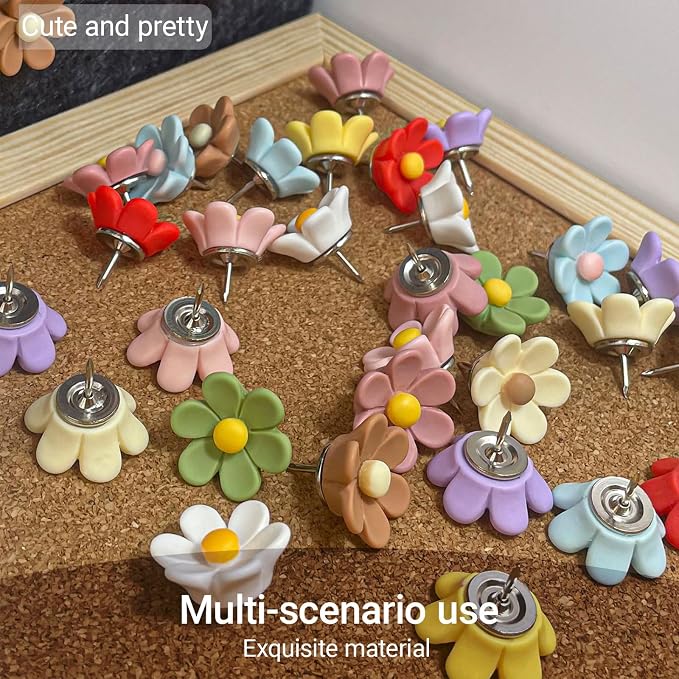 30pcs - 10 Colors Flower Push Pins Cute Thumb Tacks - Image 5