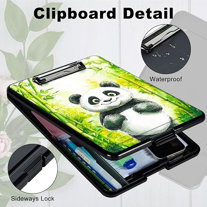 Green Bamboo Panda A4 Clipboard - Image 3