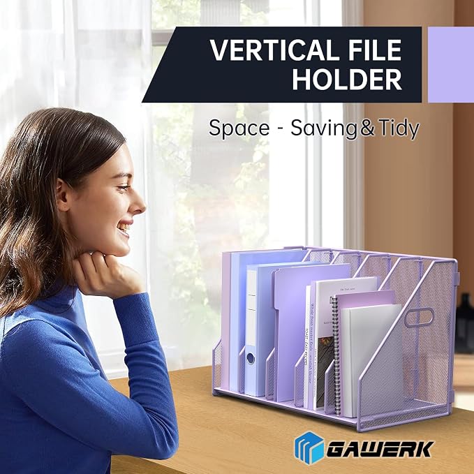 MINDEPOT Desk File Organizer Metal Desk Magazine Folder Holder - Image 4