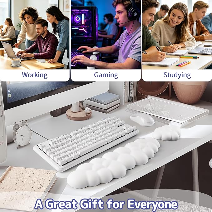 Sushret Cloud Wrist Rest Keyboard, Cloud Keyboard Wrist Pad Set - Image 6