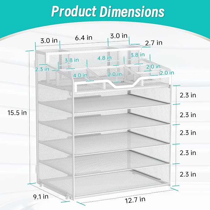 6 Tier Mesh Desk Organizer - Image 2