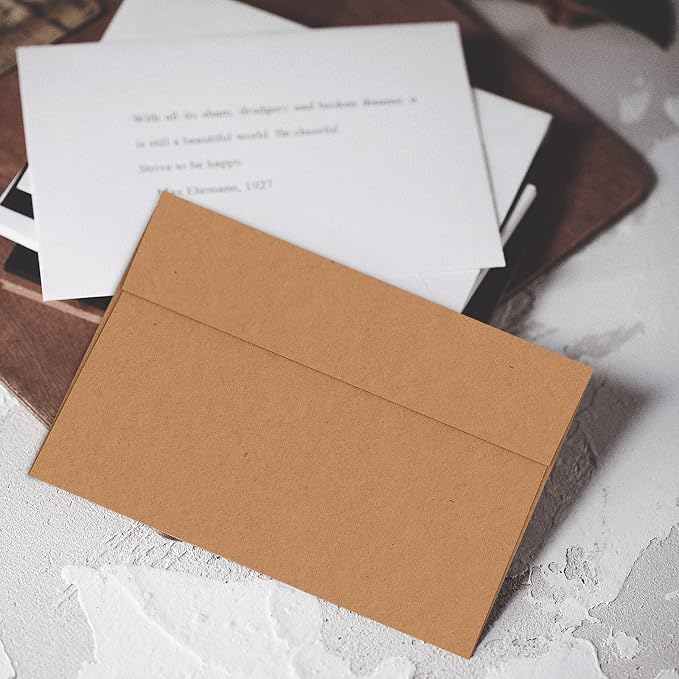 A2 Brown Kraft Envelopes 100 Pack, Goefun 4.375 x 5.75 Printable Greeting Card - Image 6