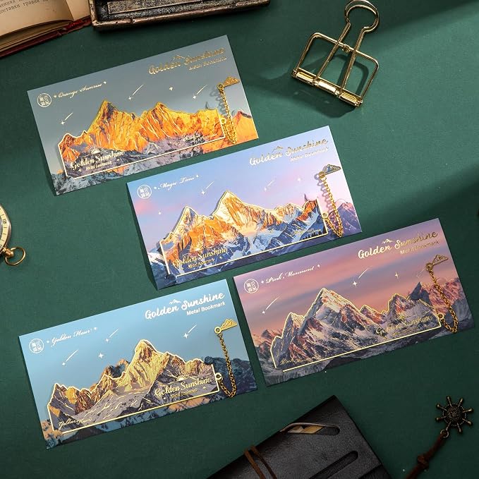 Vintage Bookmarks for Reading, 4 Pieces Sunshine Snow Mountain Book Marks - Image 5