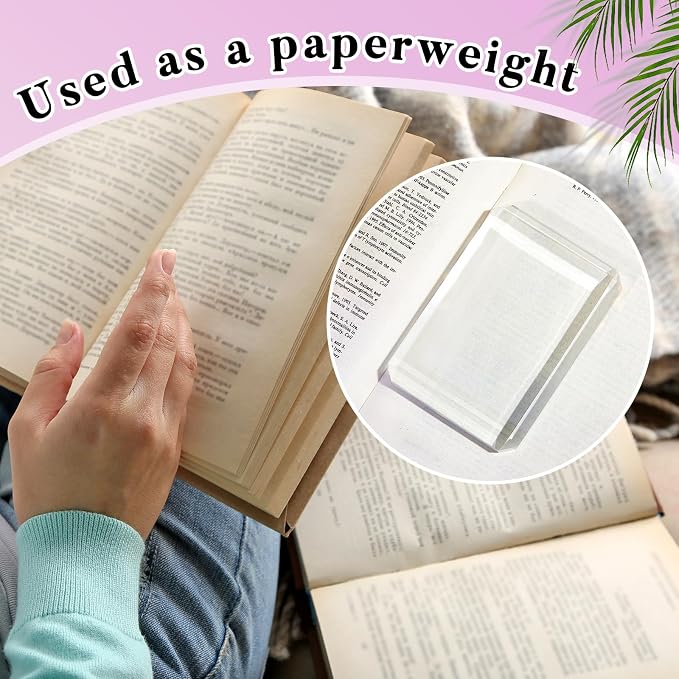 Seajan 4 Pcs Rectangular Glass Paperweight Clear Heavy Paper Weights Decorative - Image 2