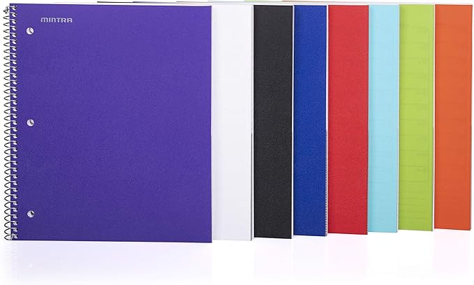 Mintra Office Durable Spiral Notebooks, 1 Subject, (White, 4x4 Graph 1pk), 100 Sheets, Poly Pocket, Moisture Resistant Cover, School, Office, Business, Professional