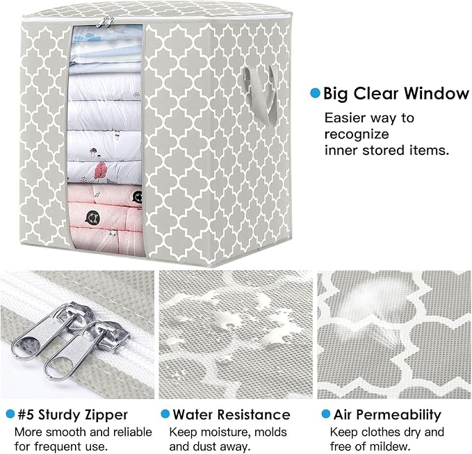 WISELIFE Storage Bags 4 Pack/100L Large Blanket Clothes Organization and - Image 2