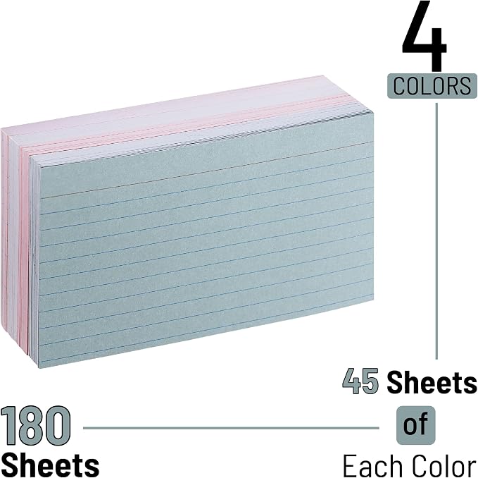 Mr. Pen- Lined Index Cards, 180 Cards, Morandi Colors | Bulk 3x5 Index Cards - Image 2