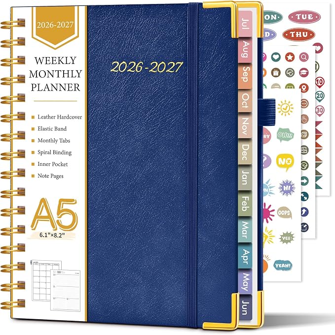 Academic Planner 2026-2027, Hardcover Leather Weekly and Monthly Calendar by Unknown