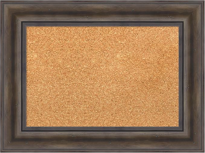 Amanti Art Natural Cork Board for Wall, 17x23 Vision Board with Brown Wood Frame, Small Corkboard Office Decor for Home Organization, Country Rustic Corkboard Pinboard to Display Items for Home-DeskLoop Office
