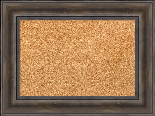 Amanti Art Natural Cork Board for Wall, 17x23 Vision Board with Brown Wood Frame, Small Corkboard Office Decor for Home Organization, Country Rustic Corkboard Pinboard to Display Items for Home-DeskLoop Office