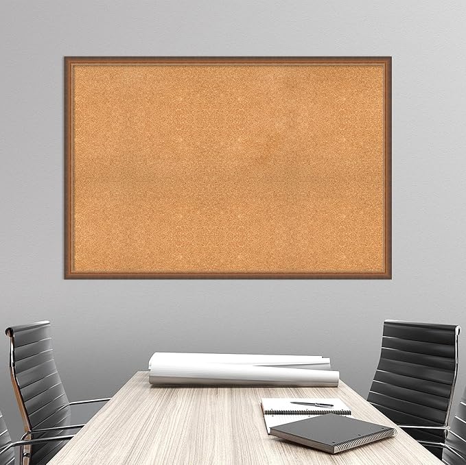 Amanti Art Natural Cork Board for Wall, 34x50 Vision Board with Bronze Frame, Oversize Corkboard Office Decor for Home Organization, Modern Corkboard Pinboard to Display Items for Home Organization-DeskLoop Office