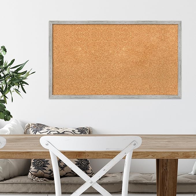 Amanti Art Natural Cork Board for Wall, 17x29 Vision Board with White Frame, Medium Corkboard Office Decor for Home Organization, Cottage Corkboard Pinboard to Display Items for Home Organization in-DeskLoop Office