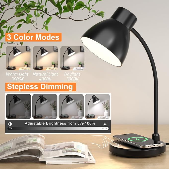 Desk Lamp with Wireless Charger, LED Desk Lamps - Image 2