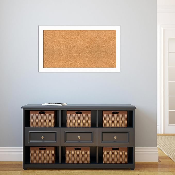 Amanti Art Natural Cork Board for Wall, 21x37 Vision Board with White Frame, Large Corkboard Office Decor for Home Organization, Casual Corkboard Pinboard to Display Items for Home Organization in-DeskLoop Office