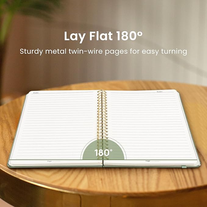 Taja Lined Spiral Journal Notebook for Work, 6 Pack, 140 Pages, College Ruled Hardcover Notebook Journal for Women, 6 Pcs, Journals for Writing, A5(6"x8") - Green-DeskLoop Office