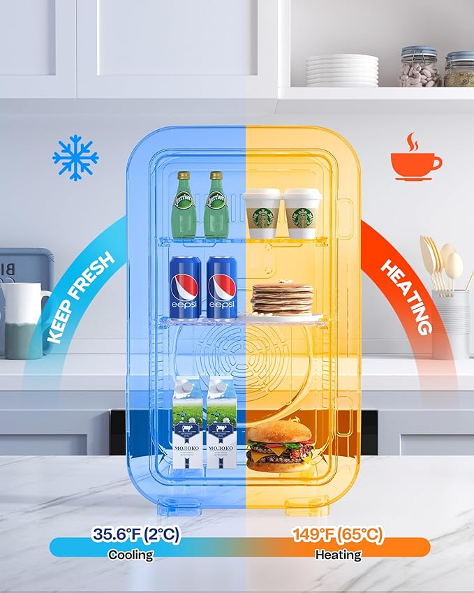 Mini Fridge,6 Liter / 8 Can Small Fridge for Bedroom, Car, Office & Dorm, 110V AC/DC Portable Thermoelectric Cooler & Warmer for Skincare, Food, Drinks,Black-DeskLoop Office