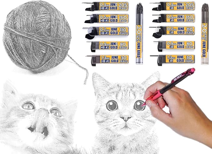 June Gold 640 Pieces, 0.5 mm HB #2 Lead Refills, 160 Pieces Per Dispenser - Image 3
