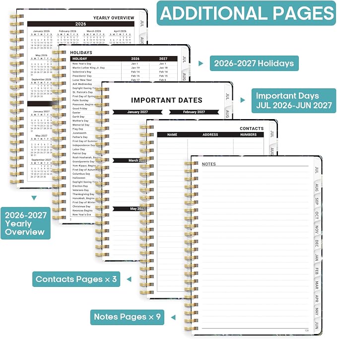 Academic Planner 2026-2027, Weekly and Monthly Calendar Book, July 2026 – June - Image 4