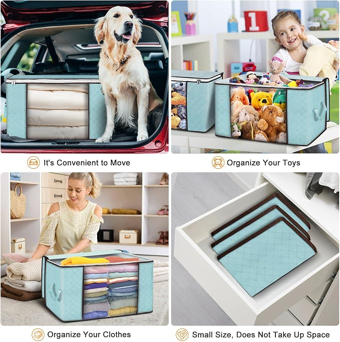 Budding Joy 90 L Large Storage Bags, 4 Pack Clothes Storage Bins Foldable - Image 5