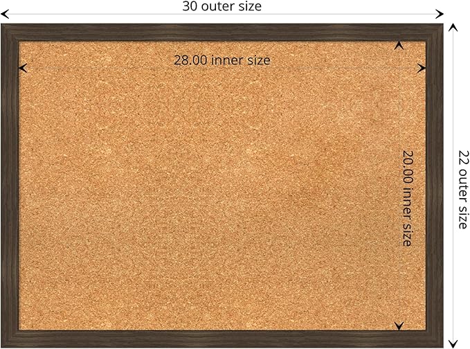 Amanti Art Natural Cork Board for Wall, 22x30 Vision Board with Brown Wood Frame, Medium Corkboard Office Decor for Home Organization, Casual Corkboard Pinboard to display items for home organization-DeskLoop Office