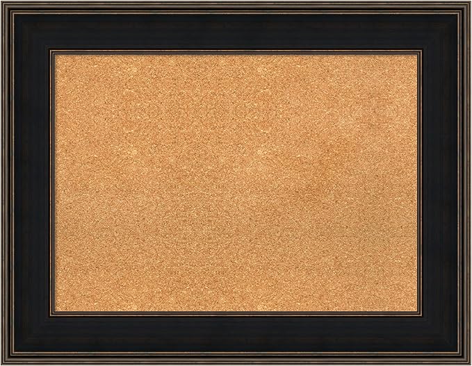 Amanti Art Natural Cork Board for Wall, 28x36 Vision Board with Brown Wood Frame, Medium Corkboard Office Decor for Home Organization, Casual Corkboard Pinboard to display items for home organization-DeskLoop Office