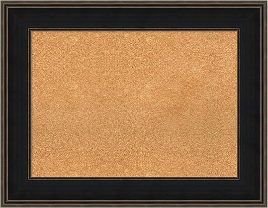 Amanti Art Natural Cork Board for Wall, 28x36 Vision Board with Brown Wood Frame, Medium Corkboard Office Decor for Home Organization, Casual Corkboard Pinboard to display items for home organization-DeskLoop Office