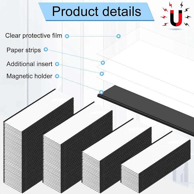 Gueevin 100 Pcs Magnetic C Channel Label Holders 3 x 8 Inch Label Holders - Image 4