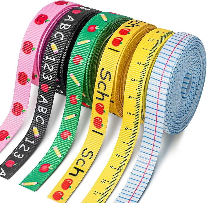 6 PCS Ruler Ribbon Teacher Themed 30 Yards, Back to School Ruler, ABC Ribbon by Unknown