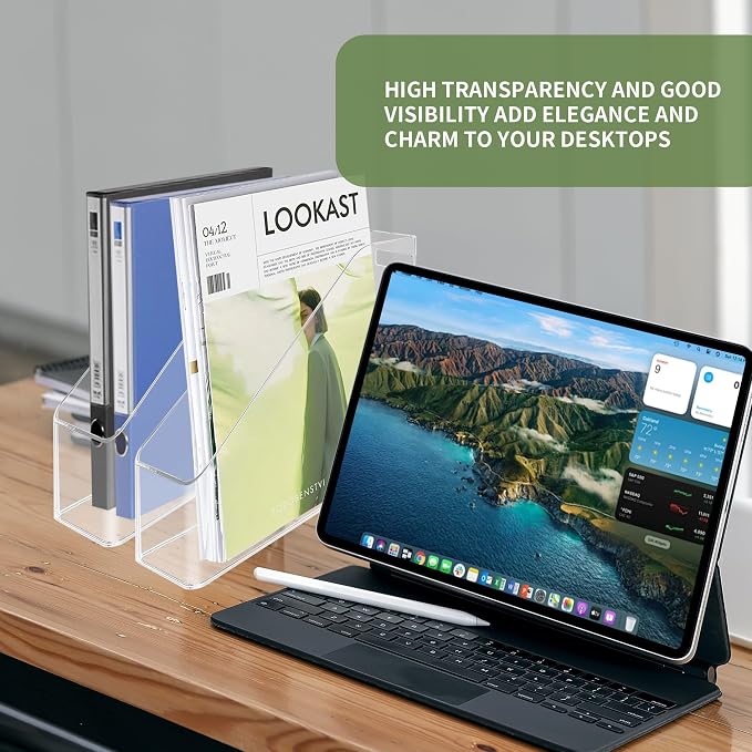 2 Pcs Acrylic Magazine File Holder Clear Plastic Magazine Holder - Image 6