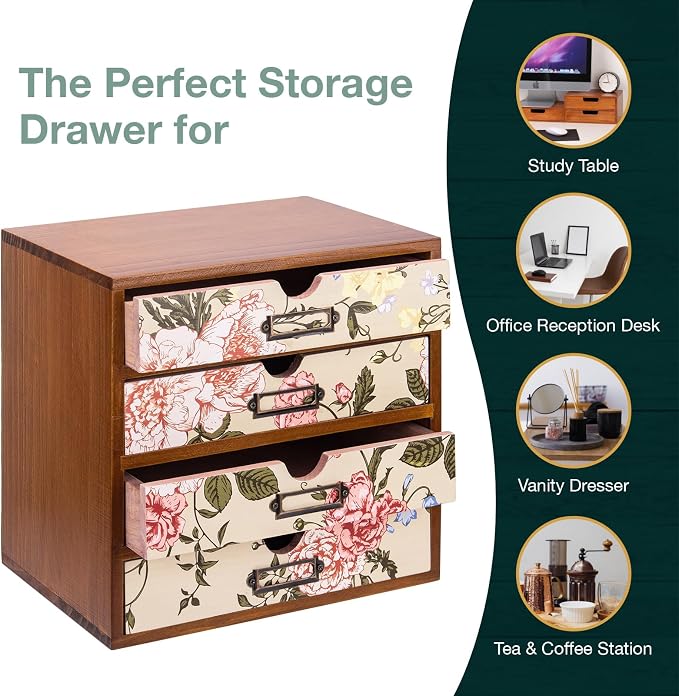 4-Drawer Vintage Desk Organizer - Image 7