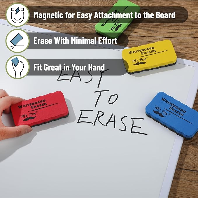 Mr. Pen- Magnetic Dry Erase Erasers, 8 Pack | Colorful Magnetic Whiteboard - Image 4