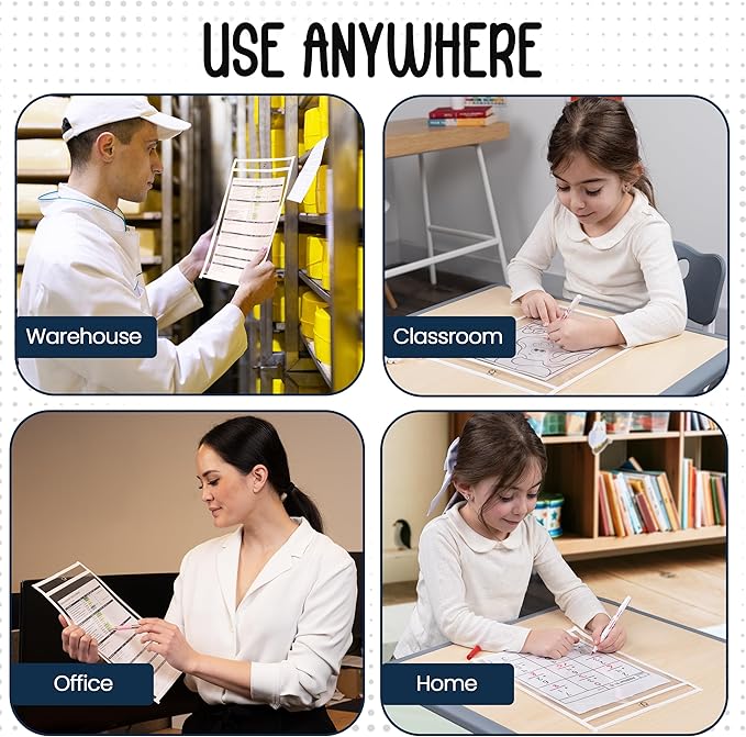 Essex Wares - 6 Pack, Dry Erase Pocket Document Protectors, Water-Resistant & - Image 5