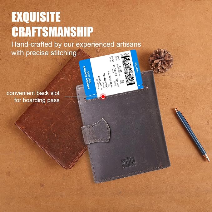 Vitus Full Grain Leather Passport Wallet, Travel Document Organizer - Image 3