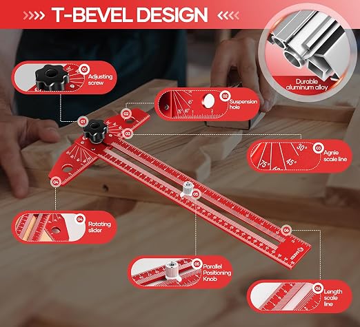 Saker Woodworking Scriber Marking Line Ruler, Adjustable Aluminum Alloy Sliding - Image 3