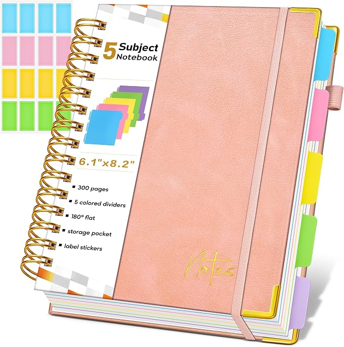 Spiral Notebook Journal with Removable Dividers Tabs, 300 Pages Hardcover by Unknown