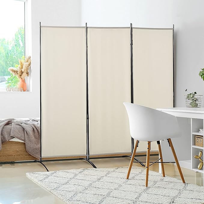 NicBex Room Divider 3 Panel Room Dividers with Fabric Panels Partition Room Dividers and Folding Privacy Screens 6FT Wall Divider for Home, Office, Room Separation,99.5"W x 19.75"D x 71.75"H, White-DeskLoop Office