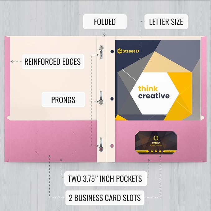 Better Office Products Pink Paper 2 Pocket Folders - Image 3