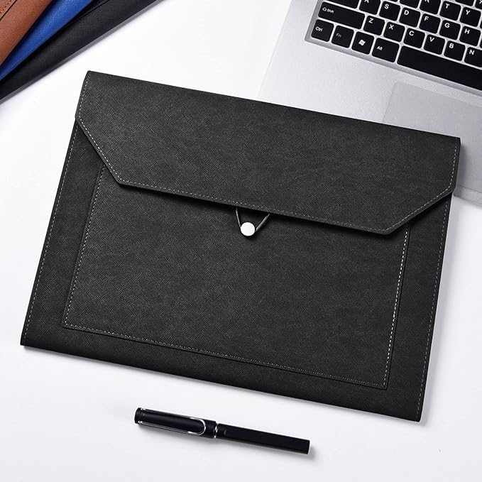 PU Leather A4 File Folder Document Holder 2 Pockets Portfolio Envelope Folder - Image 6