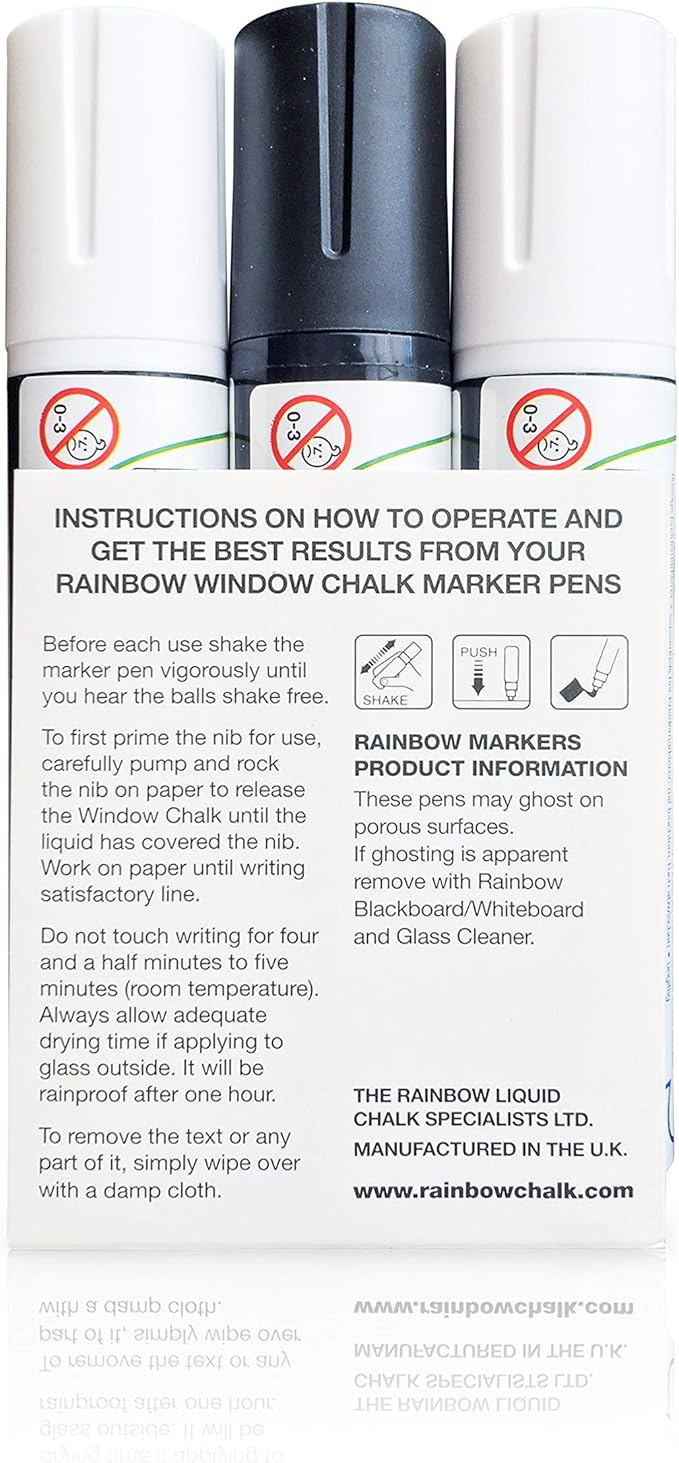 Glass Pen Window Marker: Liquid Chalk Pens for Glass, Whiteboard Markers with Washable Paint - Graduation, Car Windows, Mirror Pen, Storefront, Wedding, Party (3 Pens - Black & White - Jumbo Tip)-DeskLoop Office