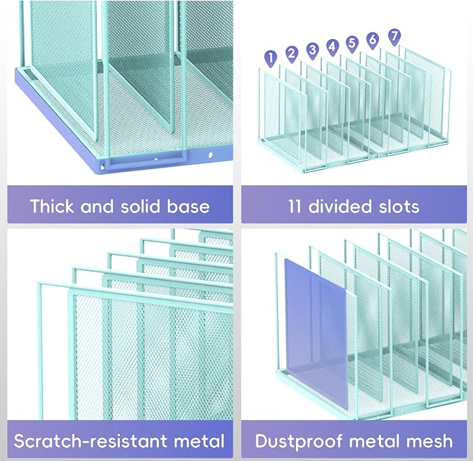 File Organizer for Desk, 7-Section Vertical File Sorter, Paper Holder Organizer - Image 6