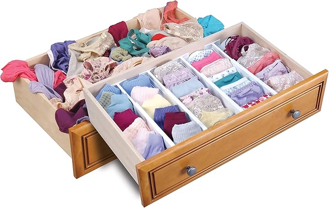 Dial Industries Adjustable Dresser Drawer Clothes Organizer Dividers, Set of 4, 4.5" Deep-DeskLoop Office