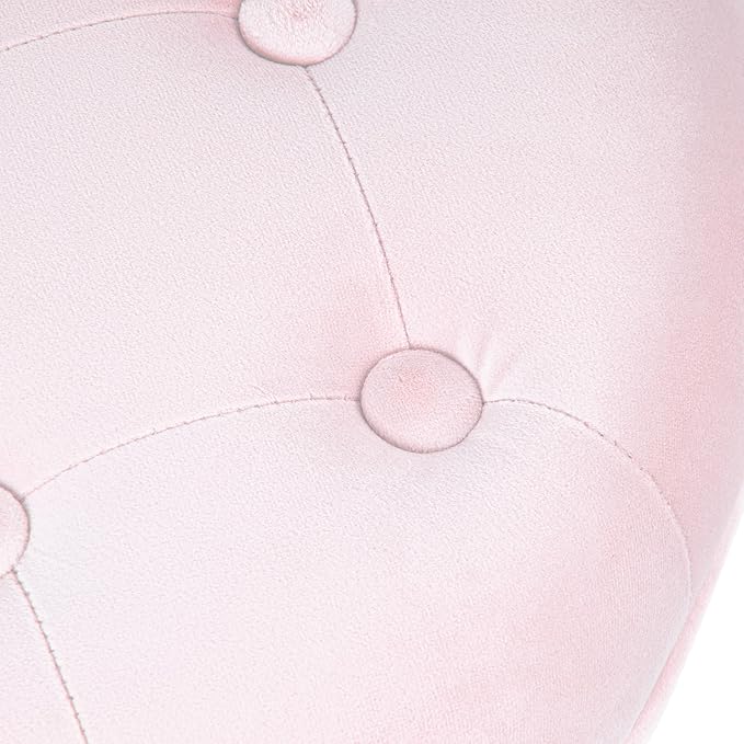 HomePop by Kinfine Fabric Upholstered Round Storage Ottoman - Velvet Button Tufted Ottoman with Removable Lid, Pink, Small-DeskLoop Office