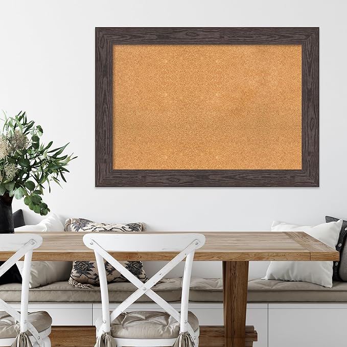 Amanti Art Natural Cork Board for Wall, 30x42 Vision Board with Black Wood Frame, Large Corkboard Office Decor for Home Organization, Rustic Farmhouse Corkboard Pinboard to display items for home-DeskLoop Office