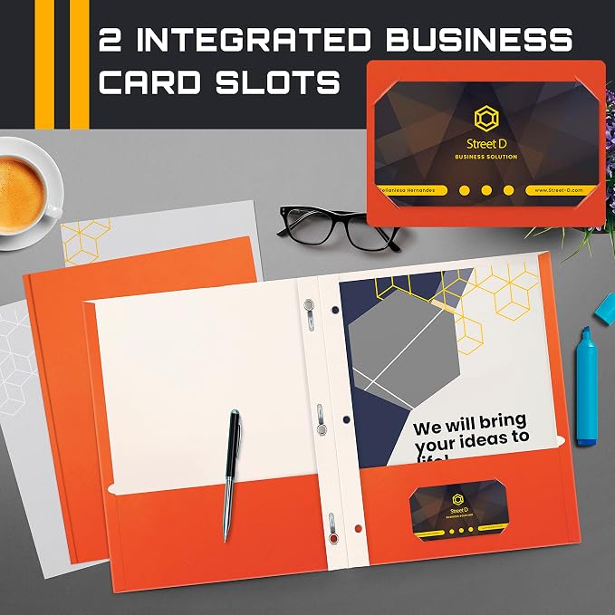 Better Office Products Orange Paper 2 Pocket Folders - Image 4