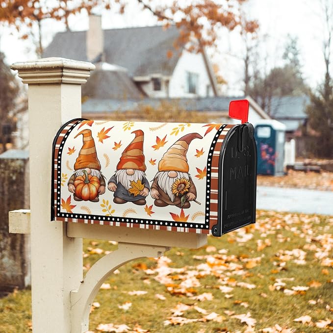 Fall Gnomes Mailbox Covers Magnetic Autumn Maple Leaves Mailbox Cover Standard - Image 2