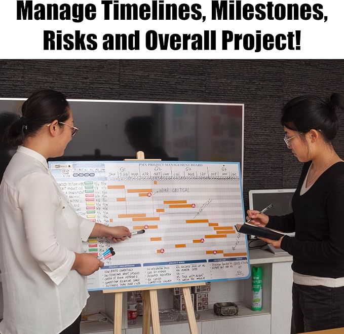 PMXBOARD Gantt Chart Project Whiteboard Kit | 668 Magnetic Pieces and Easel | - Image 8
