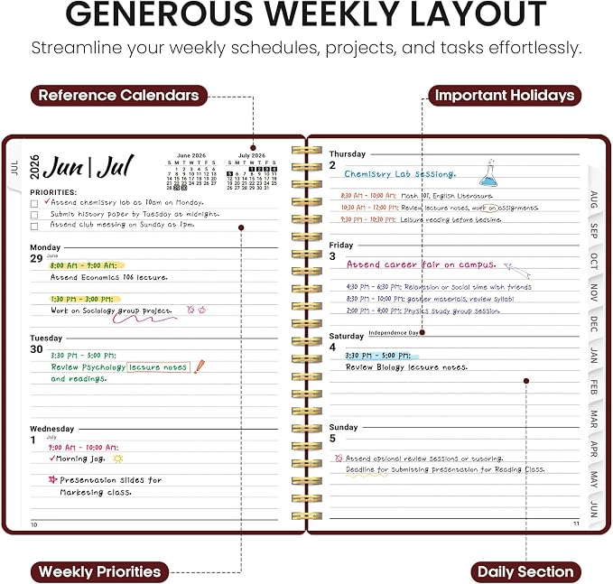 Planner 2026-2027, 8.5" x 11" Weekly and Monthly Academic Year Planner Calendar - Image 3