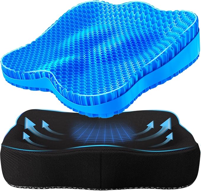 Gel Seat Cushion, Thicken Big Office Chair Cushion Chair Seat Pads for Long Sitting, Sciatica & Hip Pain Relief, Egg Seat Cushion for Wheelchair Car Office Home Travel Outdoor-DeskLoop Office